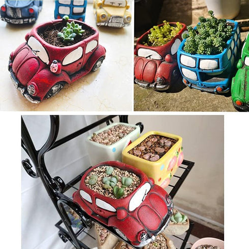 Cement Red Car Succulent Planter Flower Pots Succulent Plants Containers, Small Pot for Cactus Decor Planters for Indoor Plants...