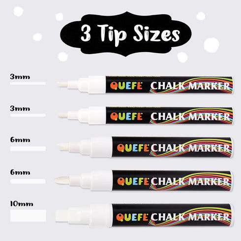 QUEFE 8pcs Chalk Markers, 3mm 6mm 10mm Liquid Chalk Markers Dry Erase Marker Pens for Blackboard, Chalkboard Markers with Reversible Tip and Chalk...