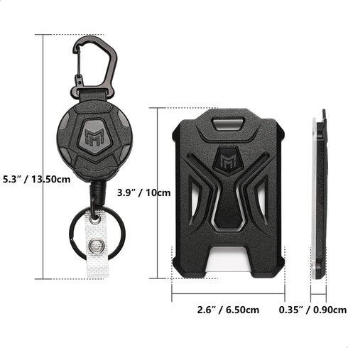 MNGARISTA Retractable Badge Holder, Heavy Duty Carabiner Keychain, Tactical ID Card Holder with 31.5" Retractable Badge Reel, Black...