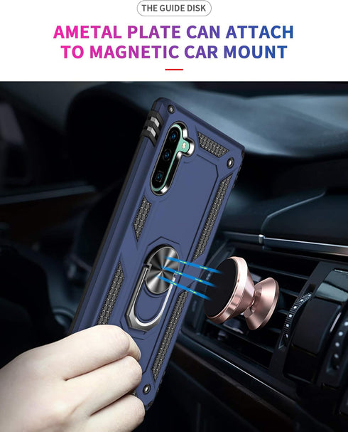 for Samsung Galaxy Note 10 Case, Note10 Case with HD Screen Protectors, Military-Grade Metal Ring Holder Kickstand 15ft Drop Tested Shockproof Cov...