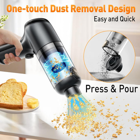 Mini Handheld Vacuum Cordless, Portable Car Vacuum Cleaner Rechargeable, 3 in 1 Dust Buster & Air Blower & Hand Pump Small High Power Vacuum for H...