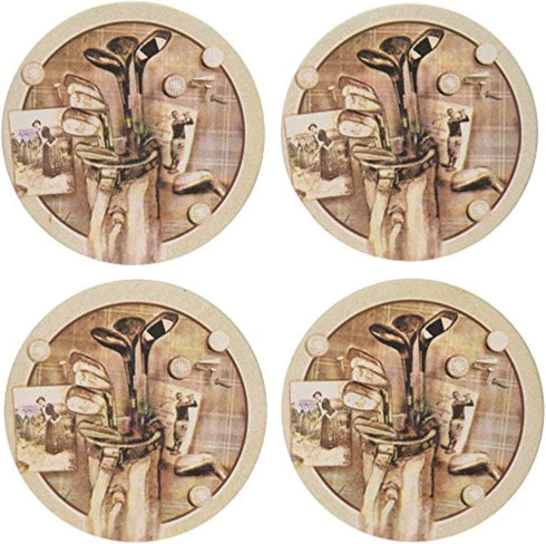 Thirstystone Golf Treasures Natural Sandstone Coasters with Protective Cork Backing 4 Pack Eco-Friendly, Absorbent, Easily Wipes Clean...