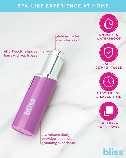 Bliss Women's Facial Hair Remover - Portable Hair Removal Device - Precision Facial Hair Removal Device for Women, Purple...