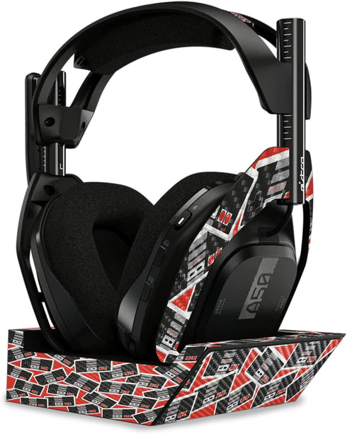 MightySkins Carbon Fiber Skin Compatible with Astro A50 Wireless Headphones + Base Station (Gen 4) - Retro Controllers 3 | Protective, Durable Tex...