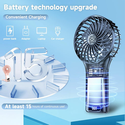 Mini Handheld Fan,4 Speed Adjustable Portable Battery Operated Fans,USB Rechargeable Desk Fan with Mirror,Max 20 Hrs Hand Fan For Travel Office Ou...