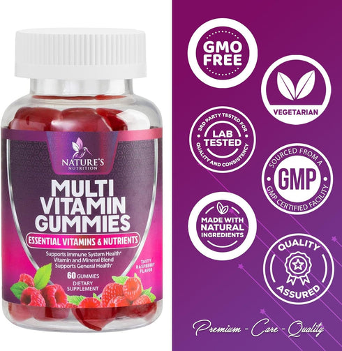 Multivitamin Gummies, Extra Strength Daily Multi Vitamin Gummy for Women & Men with Vitamins A, C, D, E, B6, B12, Zinc & Antioxidants Supplement f...