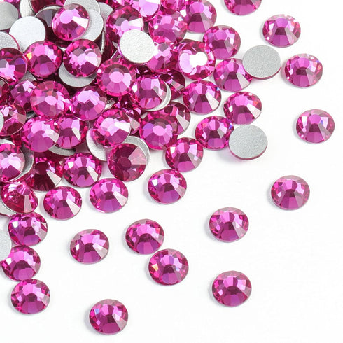 Beadsland 1440pcs Flat Back Crystal Rhinestones Round Gems for Nail Art and Craft Glue Fix, Fuchsia,SS20,4.6-4.8mm...