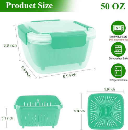 50oz Berry Keeper Fruit Storage Container for Fridge, Fresh Food Produce Saver Containers with Removable Drain Colander, Vegetable Lettuce Keeper ...