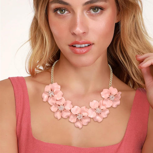 Flyonce Flower Choker Necklace for Women, Light Weight Acrylic Floral Statement Flower Necklace Summer Holiday Boho Jewelry...