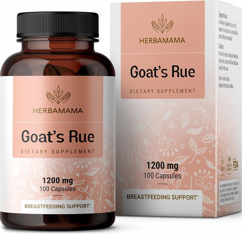 HERBAMAMA Goat's Rue Capsules - Galega Officinalis Nutritional Supplement - 1200 mg, 100 Capsules - Promotes Milk, Lactation & Mammary Development...