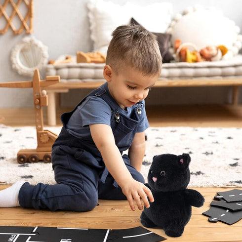 8" Black Cat Stuffed Animals Plush, Cute Plushie for Animal Themed Parties Teacher Student Award, Animal Toys for Baby, Boy, Girls, Great for Nurs...