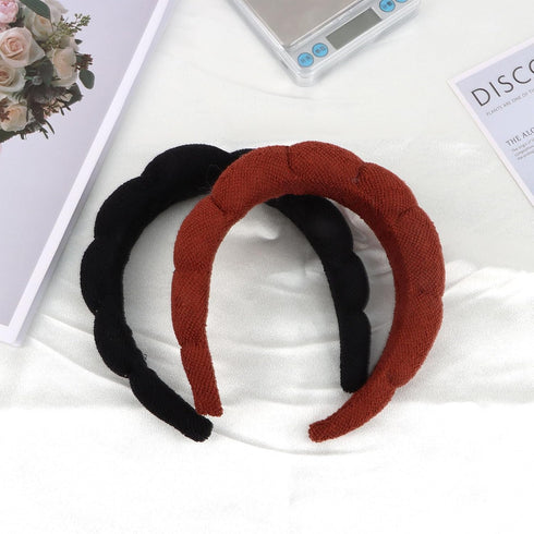 2 PCS Puffy Spa Headband for Women Sponge Headbands for Girls Terry Towel Cloth Fabric Head Band for Face Washing, Skincare, Makeup Removal, Facia...