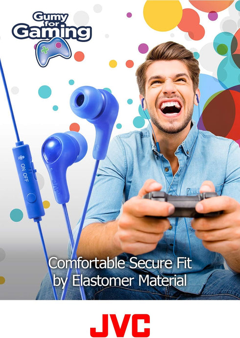 JVC Gumy Gamer, in Ear Earbud Headphones with Mic, Remote, and Mute Switch for Gaming and Chatting, Powerful Sound, Comfortable and Secure Fit, Si...