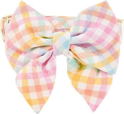 Adjustable Pet Bow Tie and Dog Collar for Lady Small Medium Large Dogs, Puppy Collar with Bowtie, Cute Lady Bow and Dog Collars - Comfort Soft Cot...