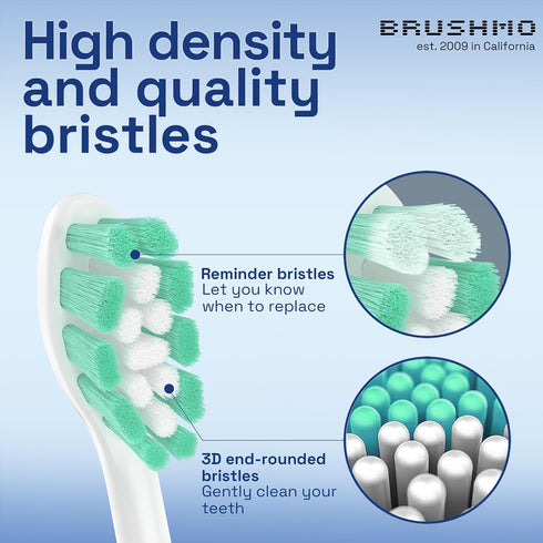 Brushmo Replacement Toothbrush Heads Compatible with Philips Sonicare Electric Toothbrush, White, 10 pc Variety Pack...