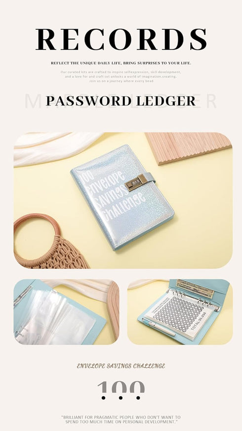 100 Envelope Challenge Binder with Lock - A5 Money Saving Budget Binder Easy and Fun Way to Save $5,050 Savings Challenges Book with Envelopes (Bl...