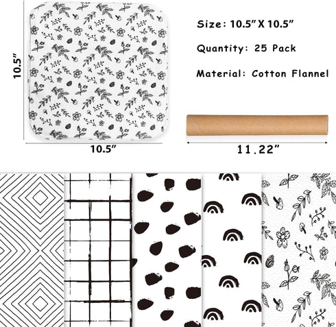 25 Pack Reusable Paper Towels, Paperless Towels Roll Washable Cotton Cloth for Kitchen Towels Zero Waste Products Alternative (Black White, 25 Cou...