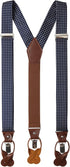 Jacob Alexander Men's Polka Dot Y-Back Suspenders Braces Convertible Leather Ends and Clips...