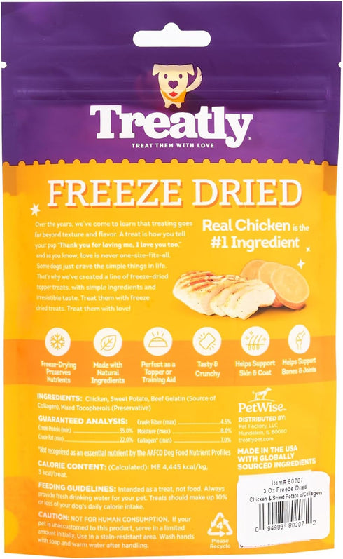 Freeze Dried Chicken & Sweet Potato w/Collagen Dog Treats - 3oz/1 Pack...