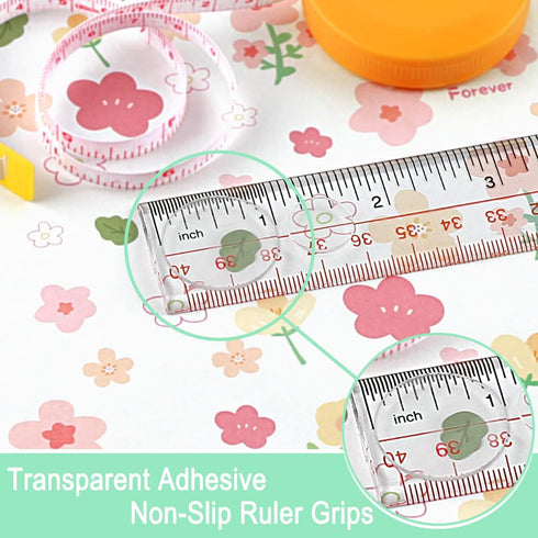 Ruler Grips, Transparent Strong Adhesive Non-Slip Grips for Quilting Rulers, Quilt Templates, 34 PCS Total -10 Large & 24 Small (Clear, 34 PCS)...