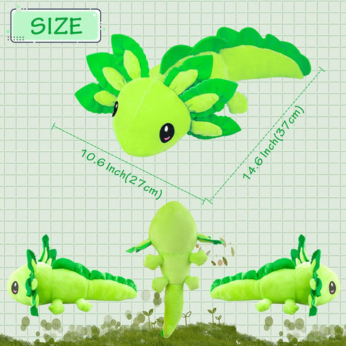Axolotl Plush Toy,14" Axolotl Stuffed Animal,Salamander Axolotl Plush Doll Gifts for Boys Girls Birthday Christmas, New Year (Green)...