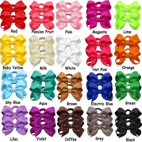 CÉLLOT 40Pcs Boutique Hair Bows Elastic Ties Kids Children Rubber Bands Ponytail Holders Hair Bands For Baby Girls Teens Toddlers in Pairs...