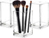 Cerpourt 3 Pack Clear Acrylic Makeup Brush Holder,Acrylic Cosmetic Brushes Storage Organizer,Pencil Pen Holder Cup for Desk,Modern Design Desk Acc...