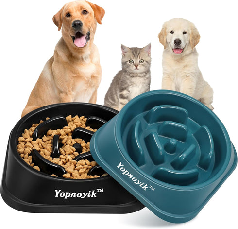 Slow Feeder Dog Bowls 2PCS, Anti-Slip Maze Puzzle Dog Feeding Bowls, Anti-Chocking and Interactive Dog Food Bowls, Bloat Stop Dog Bowls for Small ...