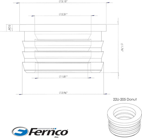 Fernco P22U-205 2-in. Service Weight Cast Iron Hub to 2-in. Sch. 40 PVC Compression Donut, 2-Pack...