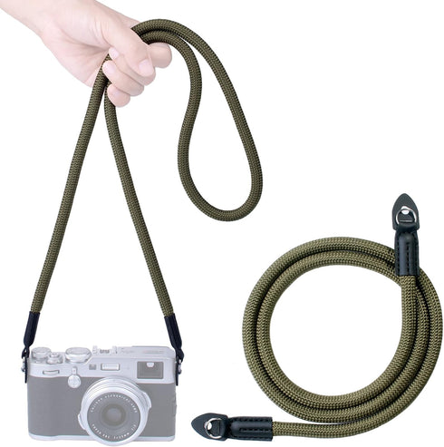Camera Strap,Climbing Rope Camera Strap for DSLR SLR Mirrorless Camera Neck Shoulder Strap 120cm Green...