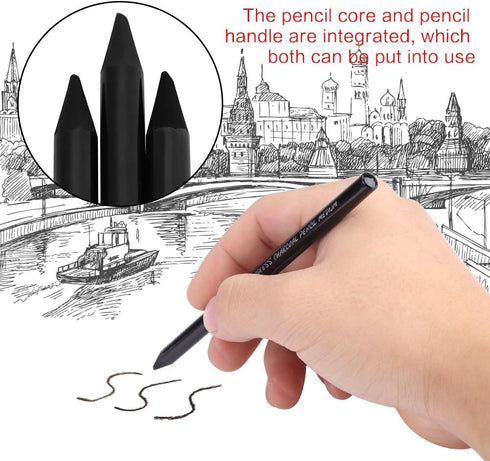 Walfront Woodless Charcoal Pencils, 3 Count Full Charcoal Woodless Artist Pencil for Drawing Sketching Painting Stationery Black(3 Count)...