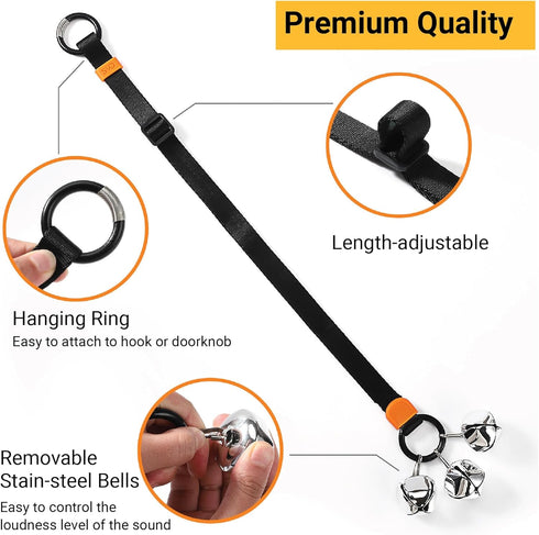 Puppy Bell Doorbells with Hanging Ring, Dog Bells for Potty Training, Attach to Doorknob or Anywhere Near the Door, Length and Height Adjustable, ...