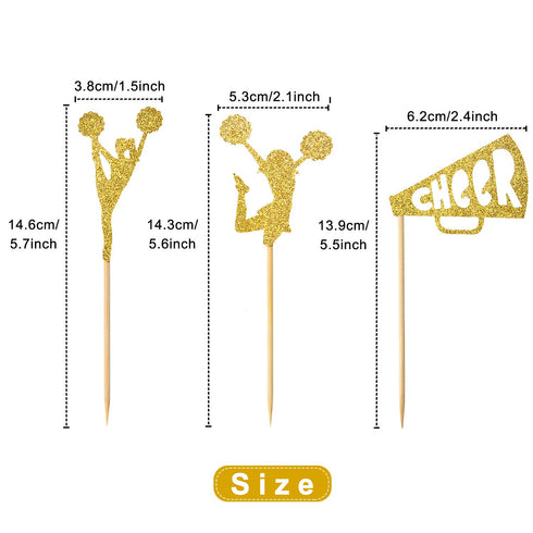 36 Pieces Cheerleader Cupcake Toppers Glitter Cheerleading Gymnastics Cupcake Picks Cheer Team Cake Decorations Gymnast Girl Toothpicks Cake Decor...