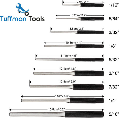 Roll Pin Punch Set 9pc Craftsman Tool Set - Great for Gun Tool Kit Building and Removing Pins with Tool Pouch...