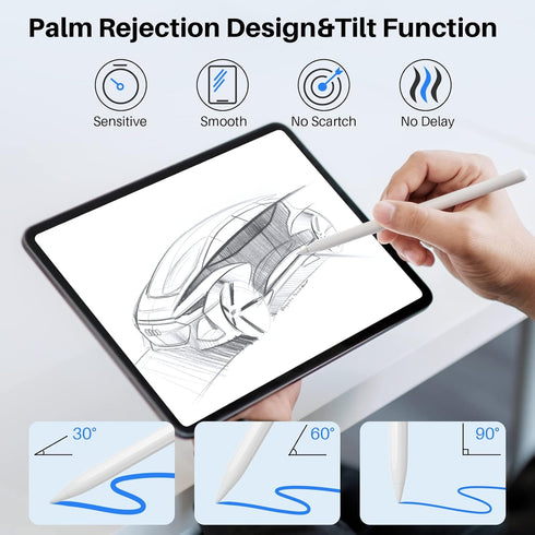 Stylus Pen for iPad (2018-2023),5 mins Fast Charge,Palm Rejection,Tilt Sensitivity,Same as Apple Pencil 2nd Generation Compatible with iPad Pro 11...