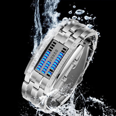 Gosasa Wrist Watches Men's LED Digital Watch Fashion Classic Waterproof Stainless Steel Watches Black...