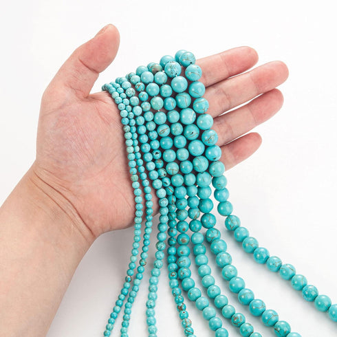 100Pcs Natural Stone Beads 8mm Turquoise Round Gemstone Loose Beads with Elastic Bracelet String for Bracelets Necklace Jewelry Making...