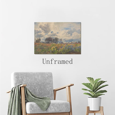 SHDOWARTH Vintage Landscape Canvas Wall Art Country Wildflower Posters Field landscape painting Country Field Wall Art for Bedroom Living Room Bat...