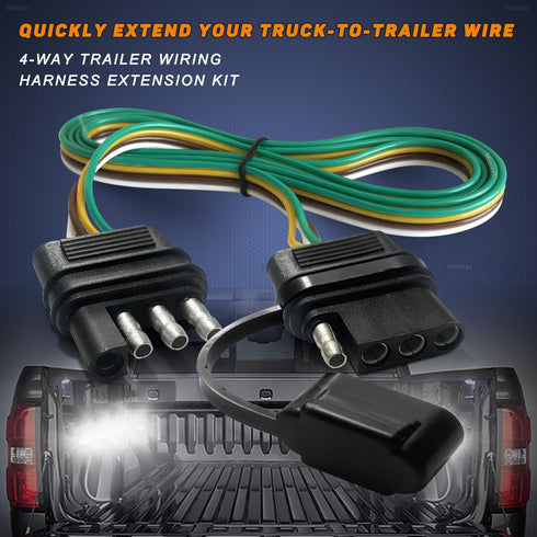 Trailer Wire Extension 4-Way 4 Pin Plug, 4 Wire 4-Flat Connector with Male & Female Plug 18 AWG 59 inch Hitch Light Trailer Wiring Harness Extende...