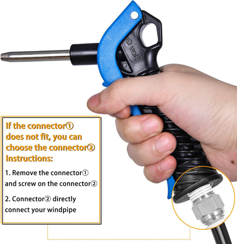 Industrial Air Blow Gun For Compressor, 5cm Air Nozzle Blow Gun Air Compressor Gun With High Flow Venturi Nozzle, 1/4-Inch With High Flow Pneumati...