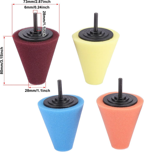 X AUTOHAUX 4pcs Cone Polishing Pad Sponge Buffing Pads for Automotive Car Wheels Hub Cleaner...