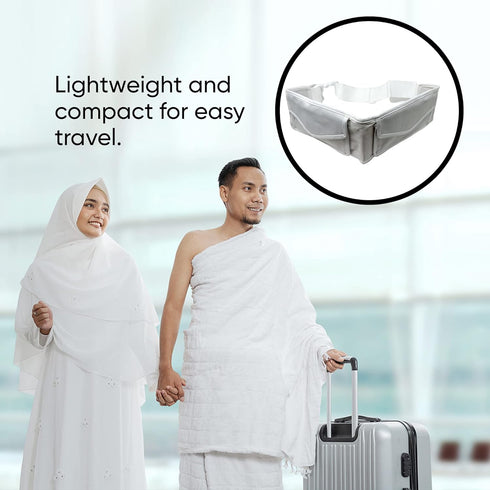 Zenia Adjustable Ihram Belt with Squeeze Belt Release System, Front Pockets and Zippered Compartments - Perfect for Hajj and Umrah...
