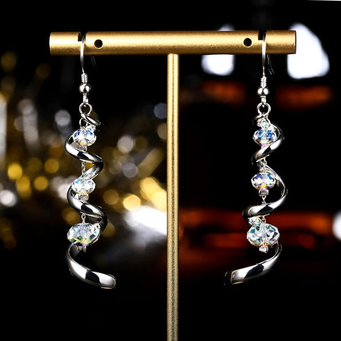 Sllaiss 925 Sterling Silver Dangle Earrings Austria Crystal 18K White Gold Drop Earrings for Women Tassel Earrings for Anniversary Birthday...
