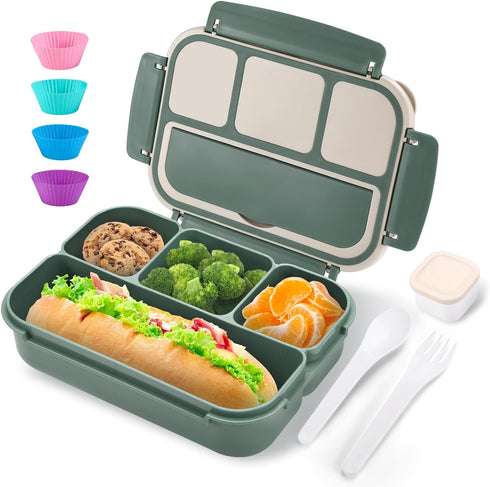 Bento Box Adult Lunch Box for Men Women, Bento Lunch Box for Kids Boys Girls School, Lunch Containers for Adults with 4 Compartments, Utensil set,...