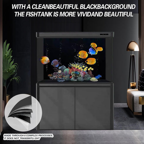Fish Tank Aquarium Background - Black, Electrostatic Adhesion, Glue-Free, Easy Installation, Traceless Removal, Size 11.8 X 39 Inch...
