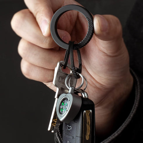 TISUR Titanium Keychain Rings, Split Side Pushing Key Rings Heavy Duty Black Key Ring For Key Chain Carabiner Dog Tag Ring...