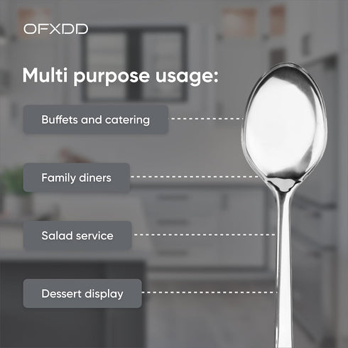 Restaurant Serving Spoons for Parties 12.99 Inch - Large Serving Spoons - Stainless Steel Spoons for Serving Buffet, Banquet, 3 Pcs...