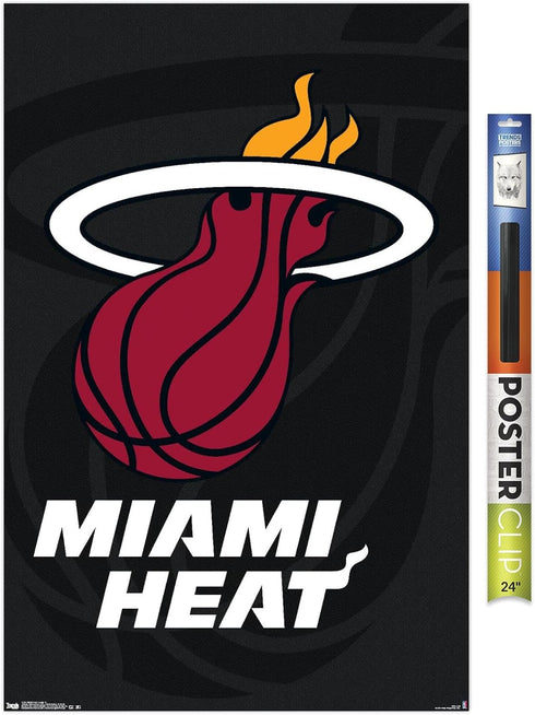 Trends International NBA Miami Heat - Logo 14 Wall Poster, 22.375" x 34", Premium Poster & Clip Bundle...