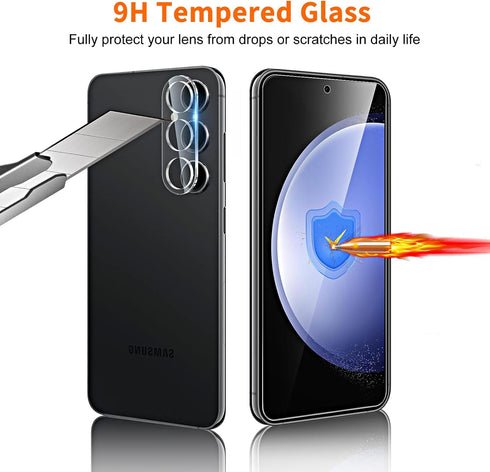3 Pack for Samsung Galaxy S23 FE 5G Tempered Glass Screen Protector with 3 Pack Camera Lens Protector, Ultra-Thin Anti Scratch, Touch Sensitive, 9...