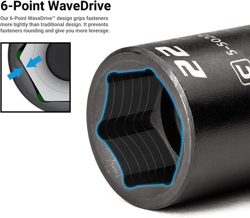Capri Tools 15 mm Stubby Impact Socket, 1/2 in. Drive, 6-Point, Metric...